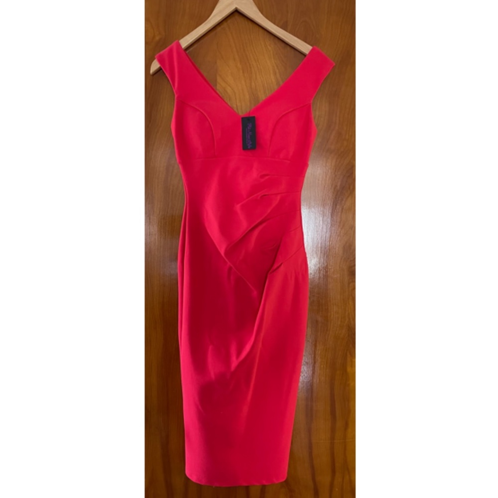 Bright Red/ coral Fitted midi dress